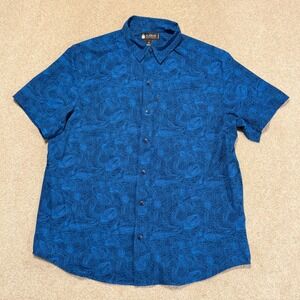 Alaskan Hardgear Snap Button Shirt Mens XL Blue Short Sleeve Fishing